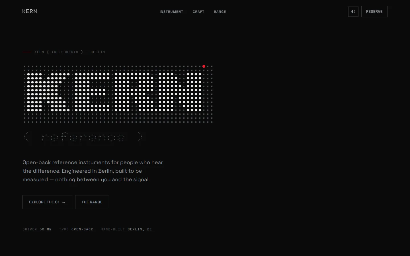 KERN · dot-matrix interattivo