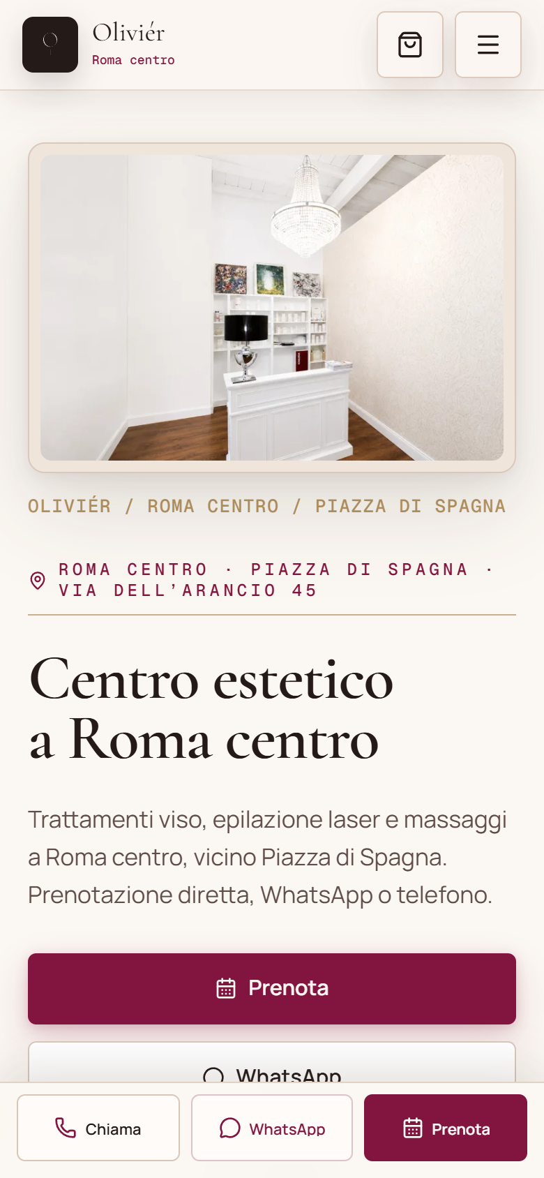 Olivier Estetica Sartoriale, versione mobile